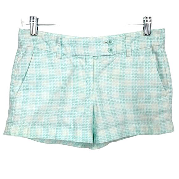 Vineyard Vines Womens Gingham Whale Dayboat Shorts Blue Check Button Front 00 - Picture 1 of 10